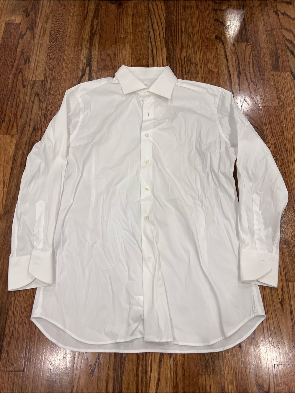 Caliban Men’s Dress Shirt Regular Fit Made in Italy Cotton White Size 17.5/44